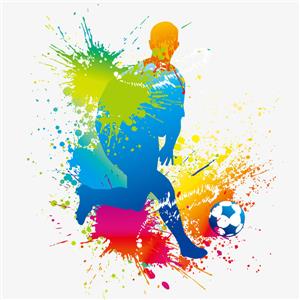 矢量运动-足球运动员彩绘矢量素材